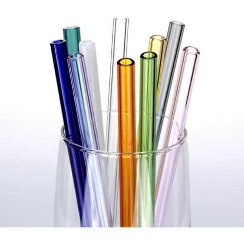 2Pcs Colorful Drinking Straws High Borosilicate Glass Straw Reusable Straws for Smoothies Juice Milkshake Coffee Cocktail Straw