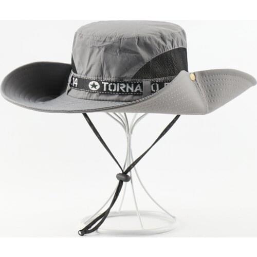 2021 New Summer Panama Mens Hat Mesh Yarn Breathable Bucket Hats For Men Women Wind Rope Fixed Fishing Caps Womens Beach Hat