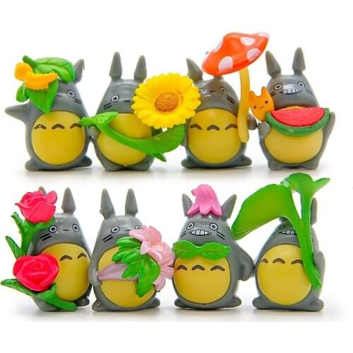 8Pcs/Set Anime My Neighbor Totoro Cartoon Figure Micro Landscape Gardening Decoraiton Action Toy Figures 3-4CM