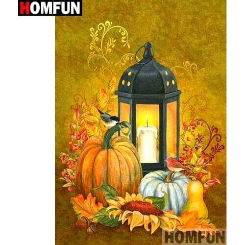 HOMFUN Full Square/Round Drill 5D DIY Diamond Painting "Candle pumpkin" Embroidery Cross Stitch 3D Home Decor Gift A09528
