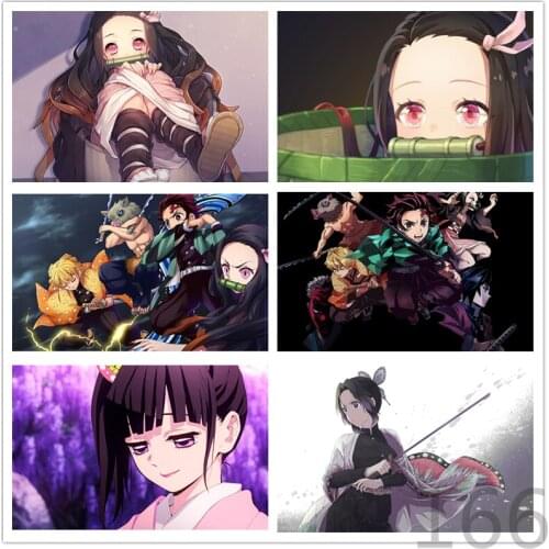 5d Diy Diamond Painting Demon Killer Hd Kimetsu Square/round Diamond Embroidery Needlework Cross Stitch Mosaic Home Decoration