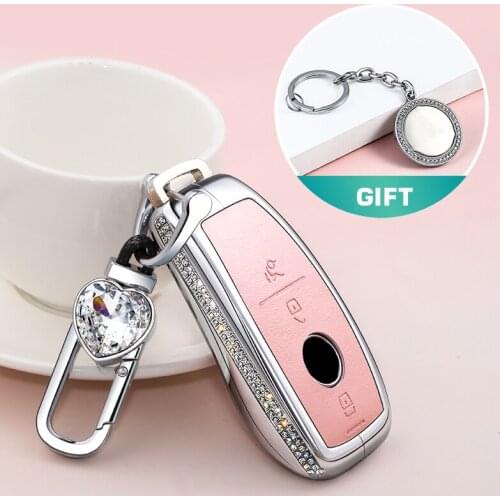 Diamond Leather Car Key Case Cover For Mercedes Benz 2018 2019 A C S GLS Class W213 New E Class Key Shell Holder Lady Gift