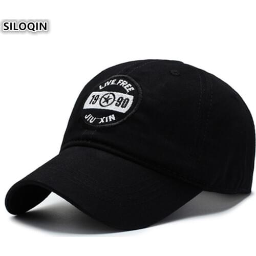 SILOQIN Snapback Cap Adjustable Size Mens Letter Embroidery Baseball Caps Cotton Brands Sports Cap For Adult Men NEW Dads Hat