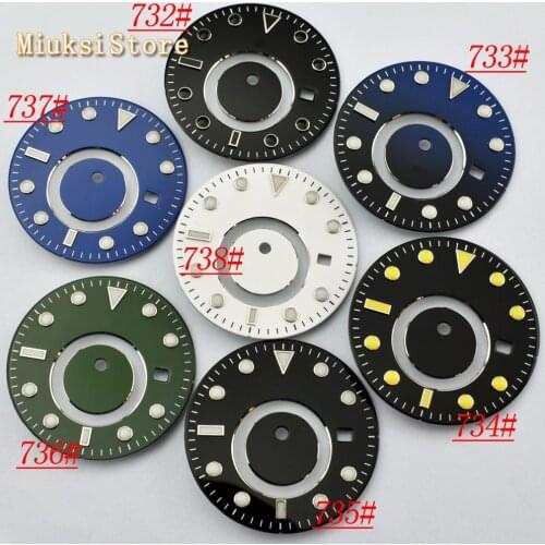 Bliger 31.5mm GMT luminous sterile watch dial fit Sea gull 5833A Mingzhu/DG 5833 movement