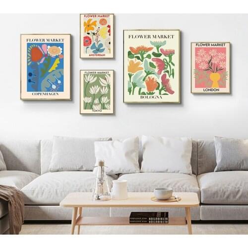 Flower Shop Sign Posters and Prints Florist Gift Flower Market Tunis,Tokyo, Copenhagen, Bologna Canvas Painting Pictures Decor