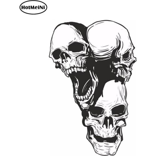 HotMeiNi 12cm x 7.7cm Skulls 3Headed 2x Stickers for Truck Guitar Fridge Helmet Book Locker Bumper Car Stickers