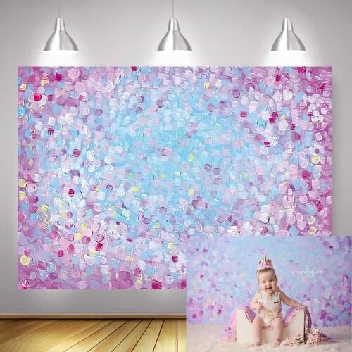 Floral Girl Artistic Photos Background Photocall Oil Painting Purple Flowers Newborn Baby Portrait Backdrop for Photo Studio