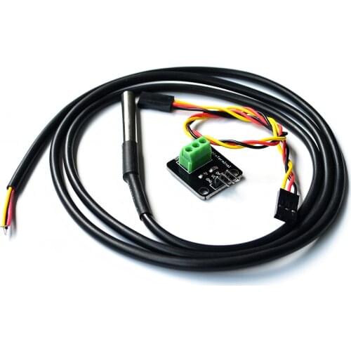 DS18B20 Temperature Sensor Module Kit Waterproof 100CM Digital Sensor Cable Stainless Steel Probe Terminal Adapter For Arduino