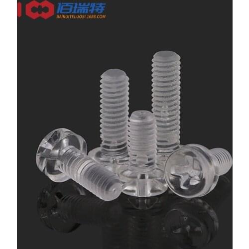 Spot Round Head Cross Plastic Screw Transparent Screw Plastic Screw Alec PC Screw M3M4M5M6 100PCS