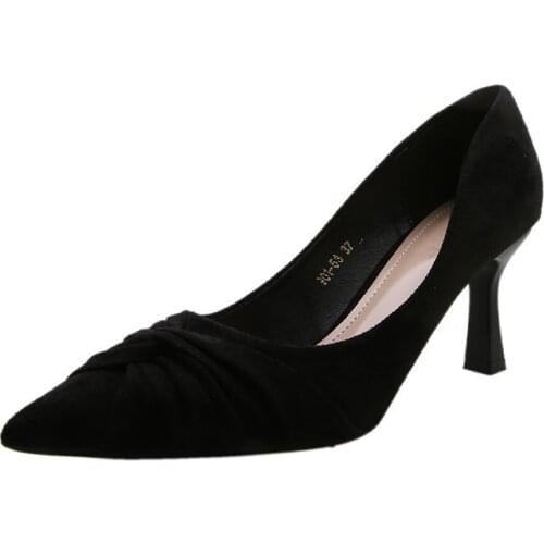 LLOGAI Pumps Women Shoes Size Flock Shoes Woman Black Heels Fetish Women Dark Green Heels Womans Stilleto Shoes Scarpe Tacco