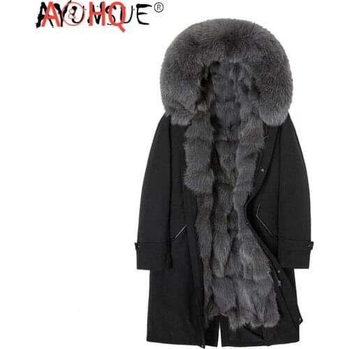 2021 New Winter Jacket Men Clothing Real Fox Fur Coat Man Parka Short Style Mid-length X-long Style Jackets Ropa LXR1057