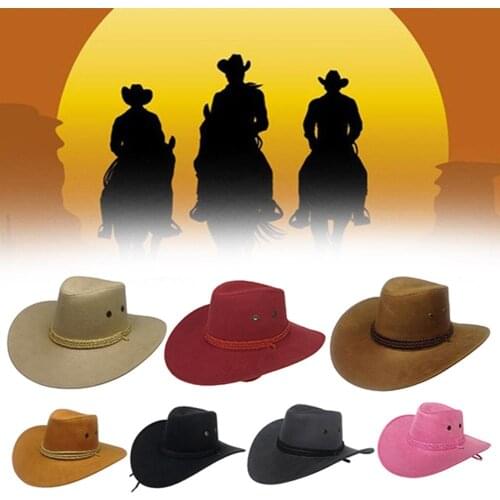 Men Summer Travel Sun Visor Wide Brim Casual Horse Riding Western Cowboy Hat Cap Autumn Jazz Plaid Hat