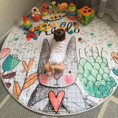 150cm Kid Soft Carpet Cartoon Rabbit Animal Baby Play Mat Child Crawling Blanket Carpet Toy Storage Bag Kids Room Decoration