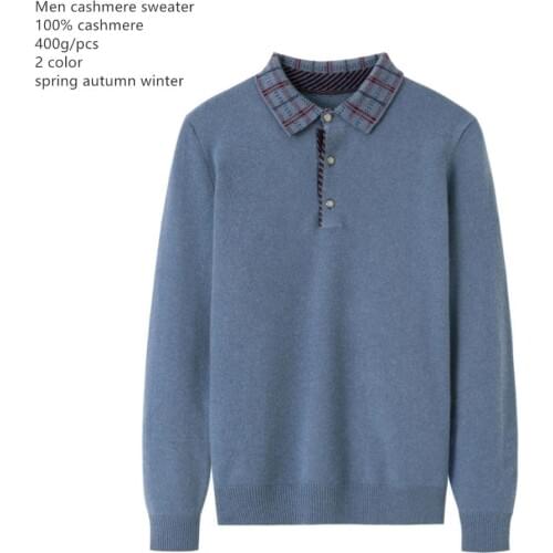 Naizaiga 100% cashmere Mens T-shirt Collar Lapel Thickened turn-down collar smart casual Pure Cashmere Sweater , MPSM3020