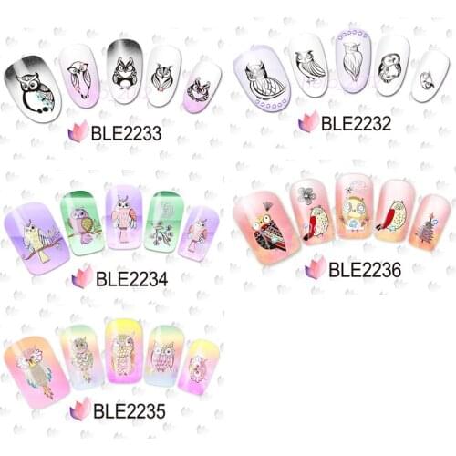 Nail Art Stickers Owl Cute Cartoon Watermark Sticker Water Transfer Paper Decals Manicure Decorations Accessories