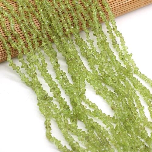 Natural Freeform Chip Irregular Olivine Stone Beads for Women Jewelry Making DIY Bracelet Necklace Size 3x5-4x6mm Length 40cm
