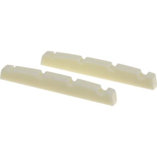 Musiclily Pro Urea Resin Plastic Slotted 42.3mm P Bass Nuts Flat Bottom for 4-string Precision Bass, Ivory (Set of 2)