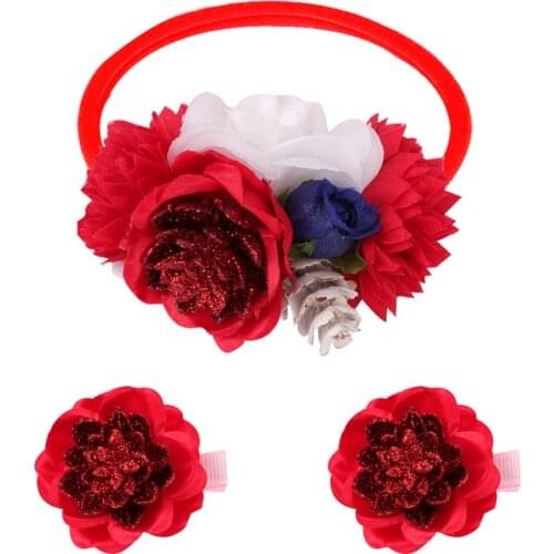 3pcs/set Chiffon Flower Hair Clips Pins Headband Turban Kids Baby Hair Accessories for Girls Toddlers Children Hairpin Headwear