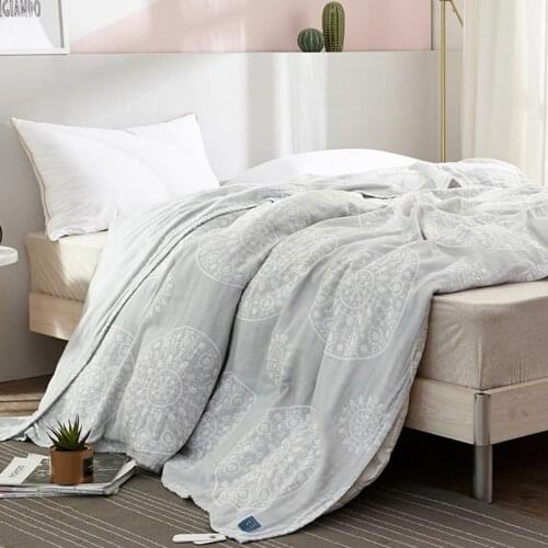 Pure Cotton Quilt Four-layer Gauze Towel Blanket Autumn Winter Sheet Bedspread Comfortable Soft Warm Blanket King Queen Size