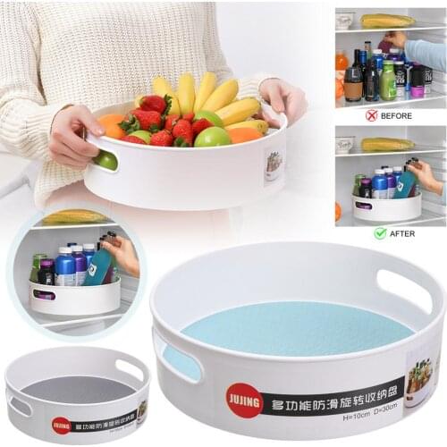 Home Organizer Tray Rotating Fridge Organizer Cosmetics Tray Non-Slip Kitchen Organizer Plastic Bathroom Desktop Organizer Ship