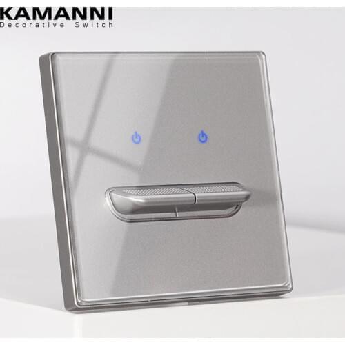 KAMANNI Luxury Light Switch General Standard Crystal Tempered Glass Paddle Reset Switchs Grey Push Botton Wall Switches 220V New