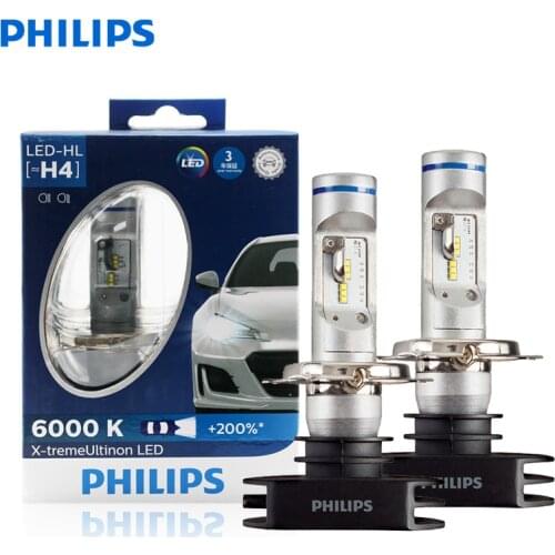Philips X-treme Ultinon LED H4 9003 HB2 12V 12953BWX2 6000K Bright Car LED Headlight Auto HL Beam +200% More Bright (Twin Pack)