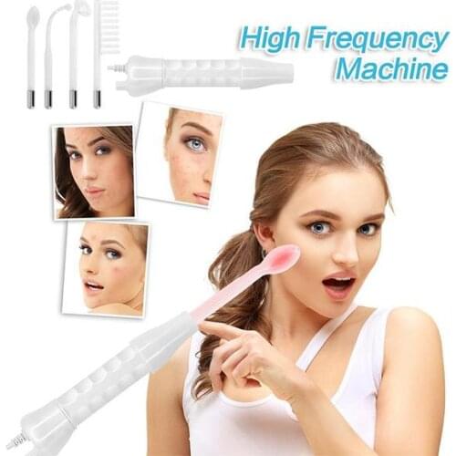 Portable Electrode High Frequency Facial Beauty Machine Electrotherapy Wand Glass Tube Face Cleansing Skin Tightening Device