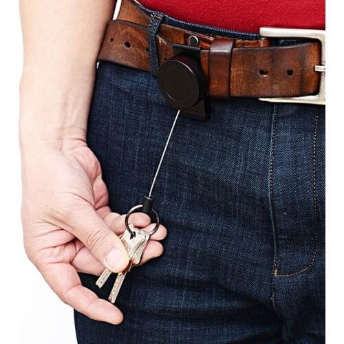 Simple Metal Case, 1mm Diameter 60cm Telescopic Cladding Stainless Steel Wire Rope, Rotating Metal Case Key Ring