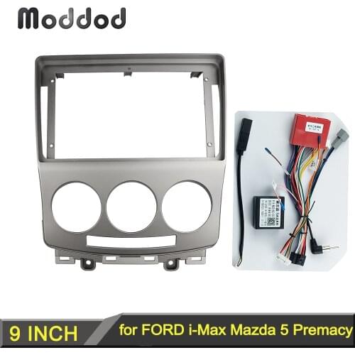 Car Stereo Panel Frame for FORD i-Max 2007+Mazda (5) Premacy 2005+ Double din 9 inch Fascia Dashboard Refit Install Dash Kit