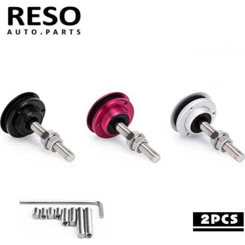 RESO--2PCS Universal Push Button Billet Hood Pins Lock Clip Kit Quick Alloy Latch 2.4" 62mm