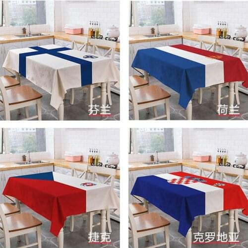 European Cup Tablecloth Linen Waterproof Football 24 Nations Club Team Emblem National Flag Coffee Table Cloth Tablecloth