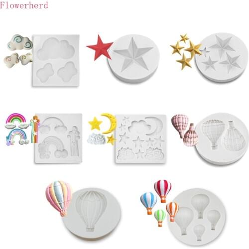 Hot Air Balloon Star Rainbow Fondant Cake Liquid Silicone Mold Cake Decorating Tools DIY Chocolate Mold Cake Mold Pastry Tools