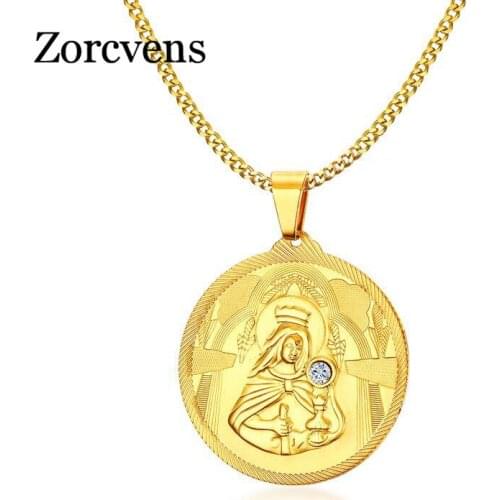 Modyle Lucky Gold Color Virgin Mary Pendants Necklaces Chain Women Christianity Jewelry Gifts