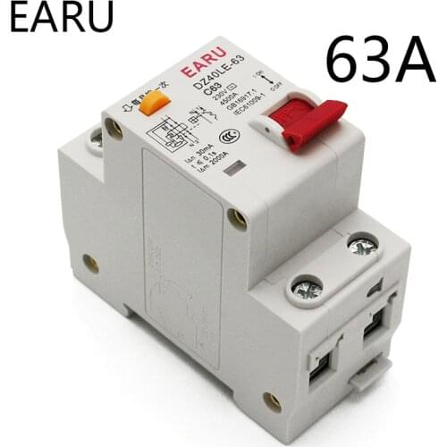 63A DZ40LE EPNL DPNL 230V 1P+N Residual Current Circuit Breaker With Over And Short Current Leakage Protection RCBO RCCB MCB