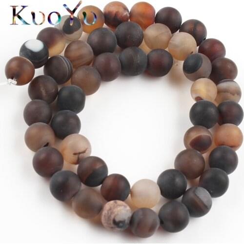 Natural Stone Matte Brown Stripes Agates Onyx Stone Bead Round Loose Spacer Bead For Jewelry Making Diy Bracelet 4/6/8/10/12mm