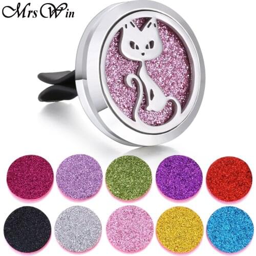 Aromatherapy Jewelry Cute Cat Car Air Diffuser Stainless Steel Vent Freshener Car Essential Oil Diffuser Perfume Necklace locket