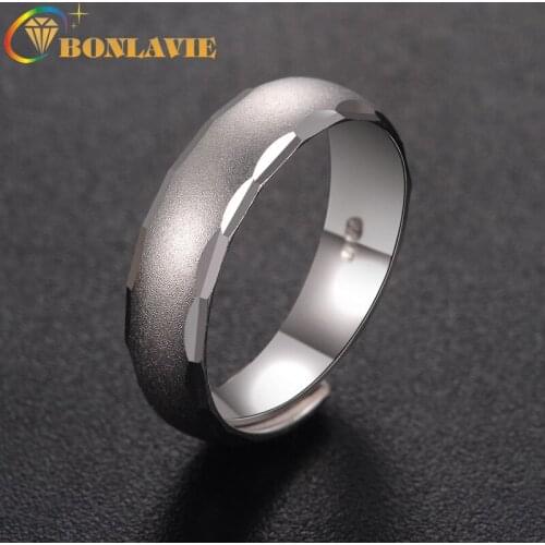BONLAVIE 999 Pure Silver Opening Ring Wide Single Male Smooth Sterling Silver 6mm Men Ring