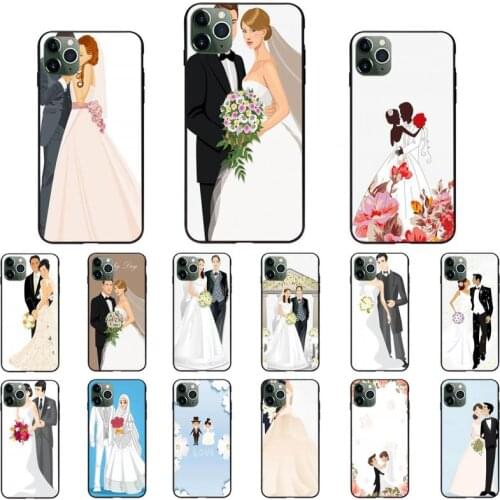YNDFCNB wedding Bride and groom Painted Phone Case For iPhone 8 7 6 6S Plus 5 5S SE 2020 11 11pro max XR X XS MAX