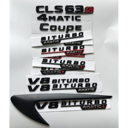 Black Letters CLS63 CLS63s V8 BITURBO 4MATIC+ Fender Trunk Tailgate Emblem Emblems Badges for Mercedes Benz AMG C218 X218 Coupe