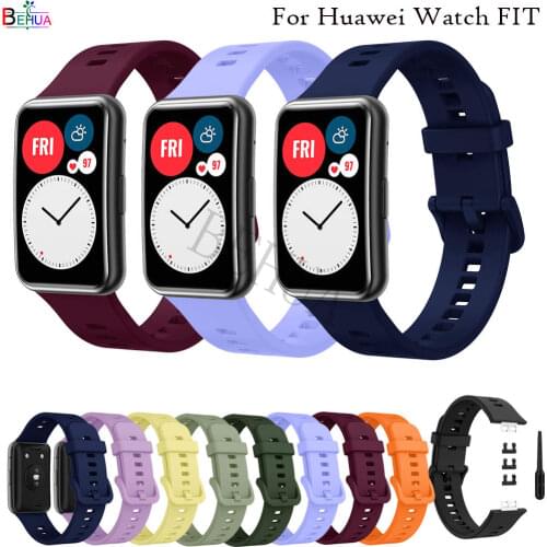 2020 Colorful Silicone Watch Strap For Huawei Watch Fit original SmartWatch Band Accessories Correa WristBand Bracelet with tool