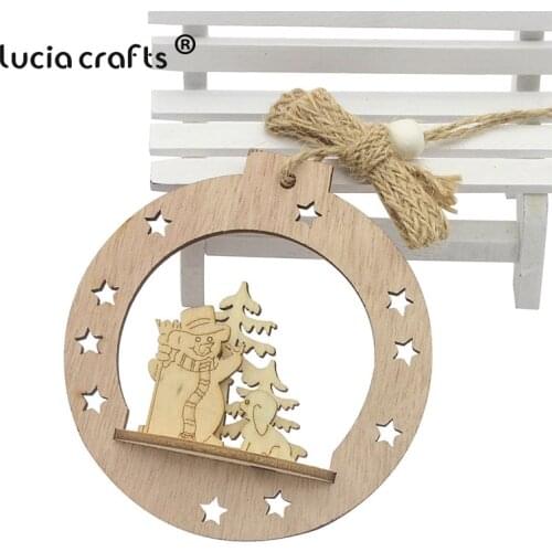 Lucia crafts 1piece/lot 11.5*9.5cm Wooden Pendant For Christmas Tree Ornaments Xmas Party Home Decoration H0360