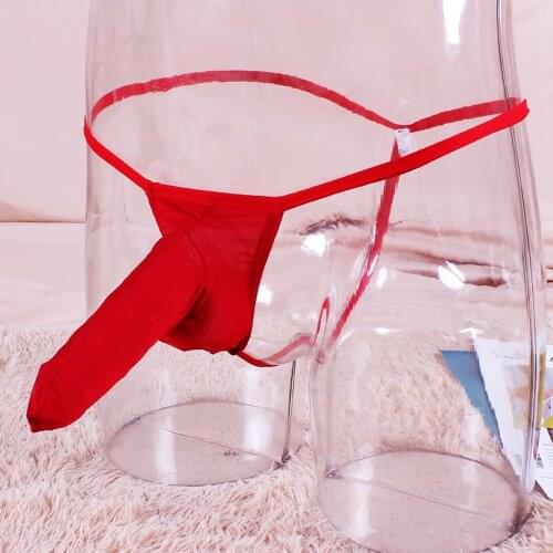 Men Sexy G-String Shorts Ice Silk Lingerie Micro Mini Thong JJ Pouch Elastic Panties Underwear Mens Sexy Underwear Low Waist