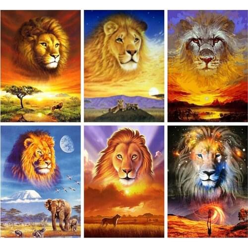 Evershine Diamond Embroidery Lion Diamond Painting Full Square Round Drill Cross Stitch Animal Rhinestone Picture Crafts