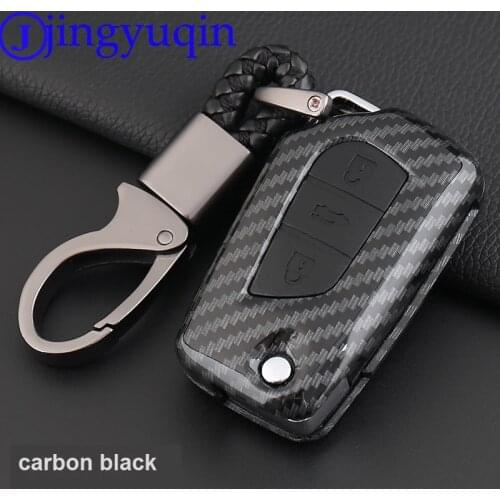 Jingyuqin 3B Carbon Fiber Silicone Key Case Cover For Toyota Auris Corolla Avensis Verso Yaris Aygo Scion TC IM 2015 2016 Flid
