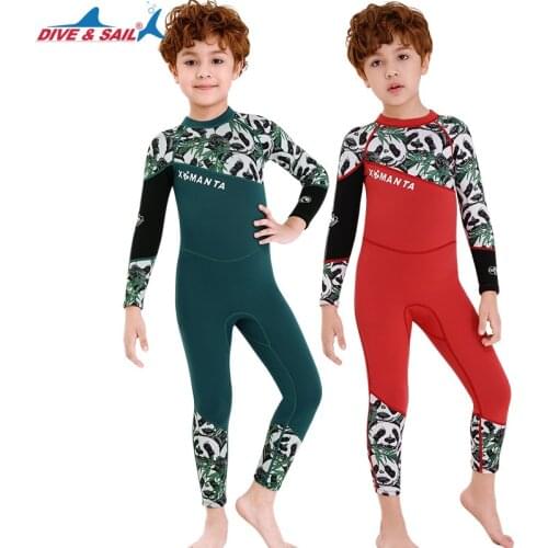 DIVE & SAIL Boys Wetsuit 2.5MM neoprene Childrens Scuba diving suit Sun-proof Long sleeve thermal Surfing snorkeling Swimsuit