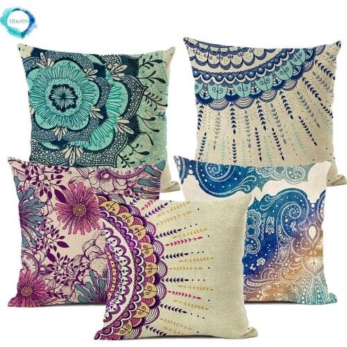Hot Sale love life natural Tree Rings Ages Gorgeous Flowers Beautiful Leaf floral pattern Mandala Cushion Cover Sofa Pillow Case