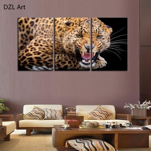 Unframed 3 sets Ferocious Leopard Canvas Painting Art Cheap Picture Home Decor On Canvas Modern Wall Prints Artworks