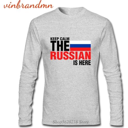 Keep Calm Fear The Russian Is Here Long Sleeve T Shirt Russian Flag Men Printed Fashion Tee Tops Good Quality Cotton Tshirts