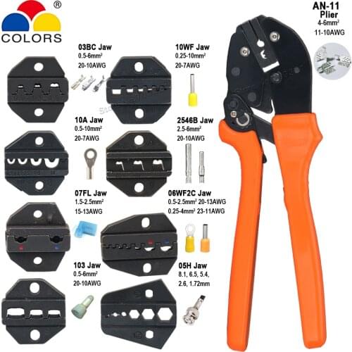 AP-11 Crimping Pliers 4-6mm2 Floor Heating Film Wiring Clip Connector 11-10AWG Ratchet Clamp Plier Jaw Die Kits Electrican Tools