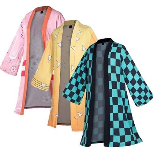 Anime Demon Slayer Kimetsu No Yaiba Cosplay Costume Kimono Haori Cloak Halloween Kamado Nezuko Adult Child Costumes Cape